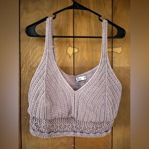 Knit Cropped Tank Top in Lavender